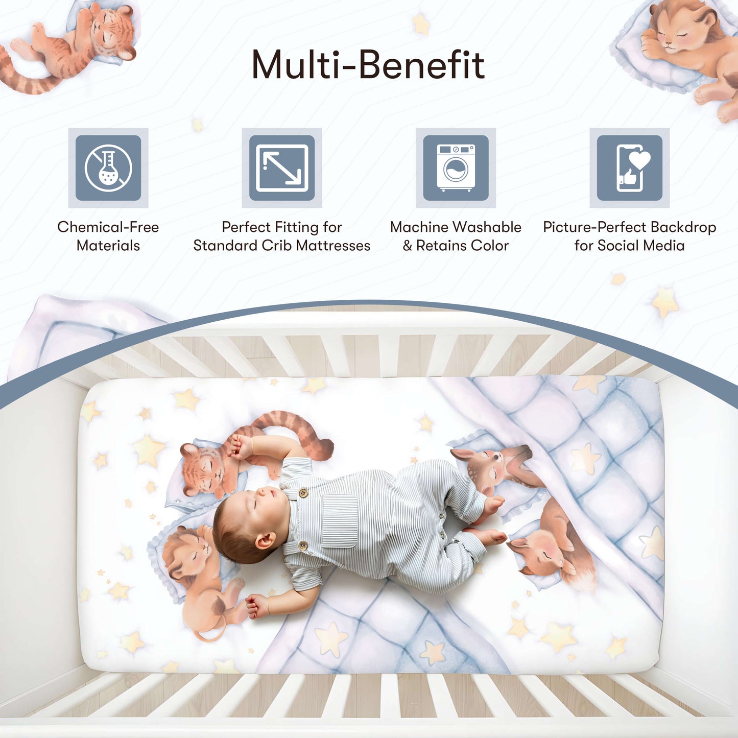 Sleepy Animals Crib Sheet