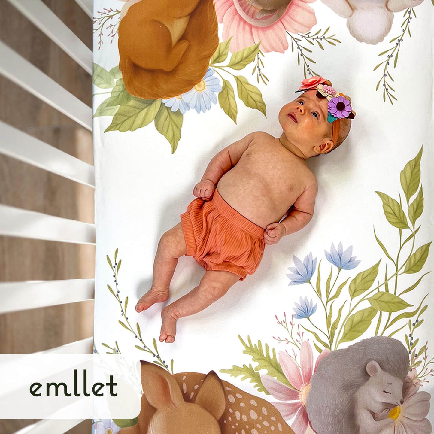 Emllet Forest Animals Crib Sheet, back side