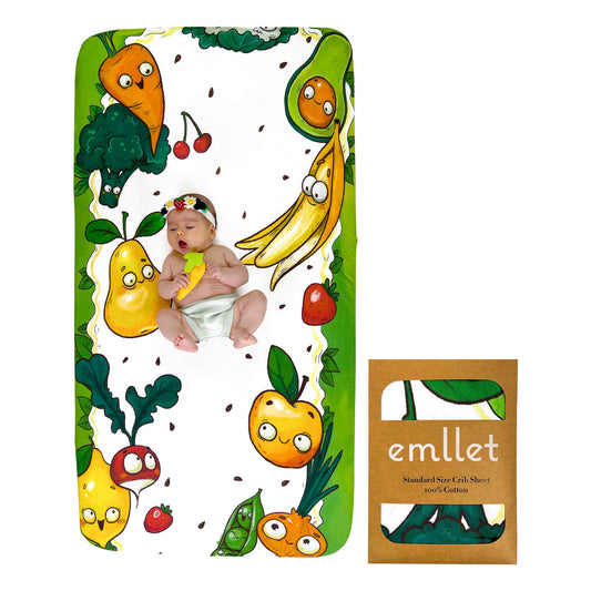 Emllet Veggies Crib Sheet, front side