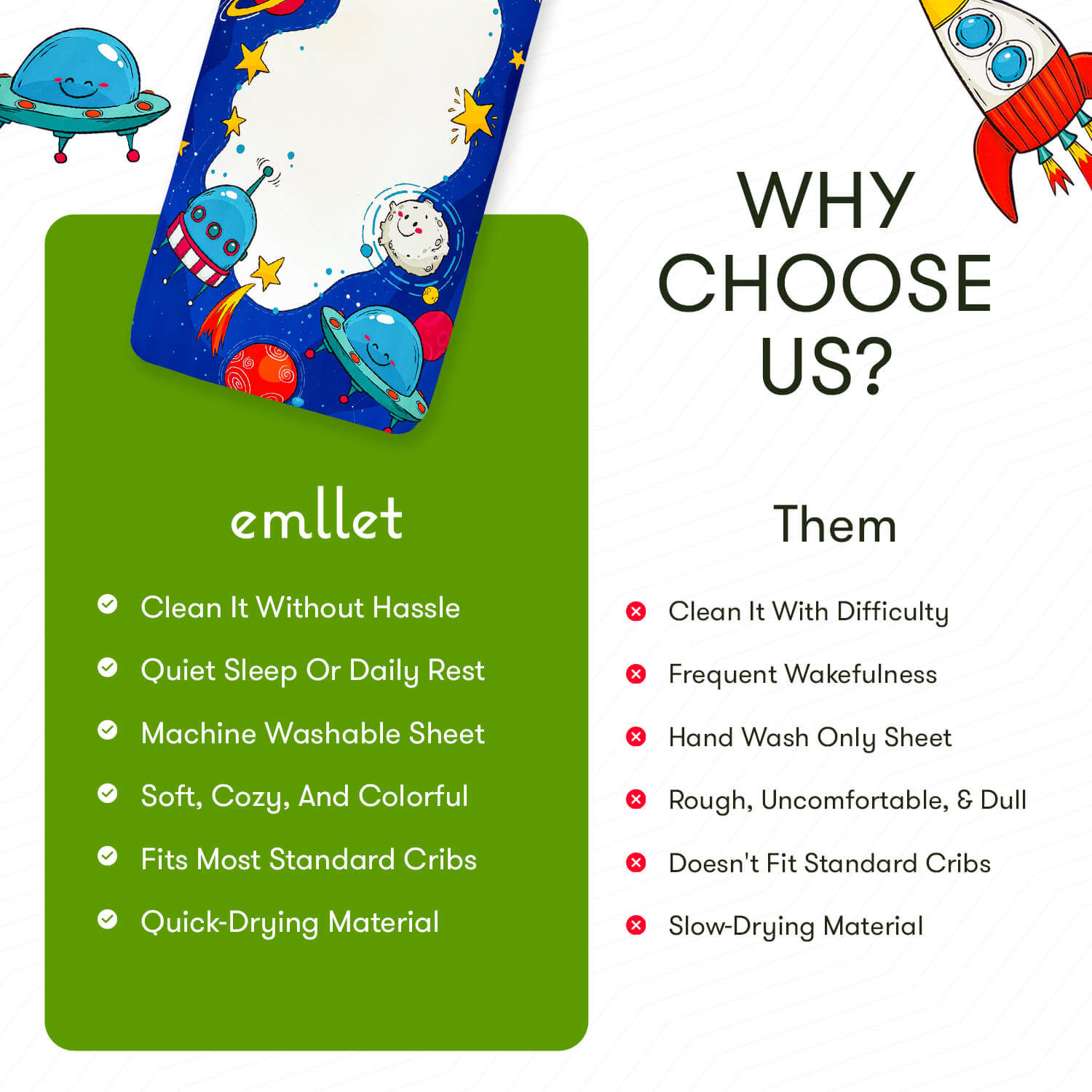 Emllet Space Crib Sheet, benefits
