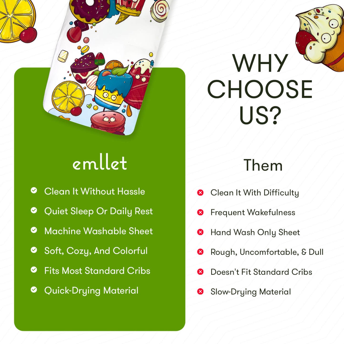 Emllet Candy Fitted Crib Sheet, benefits