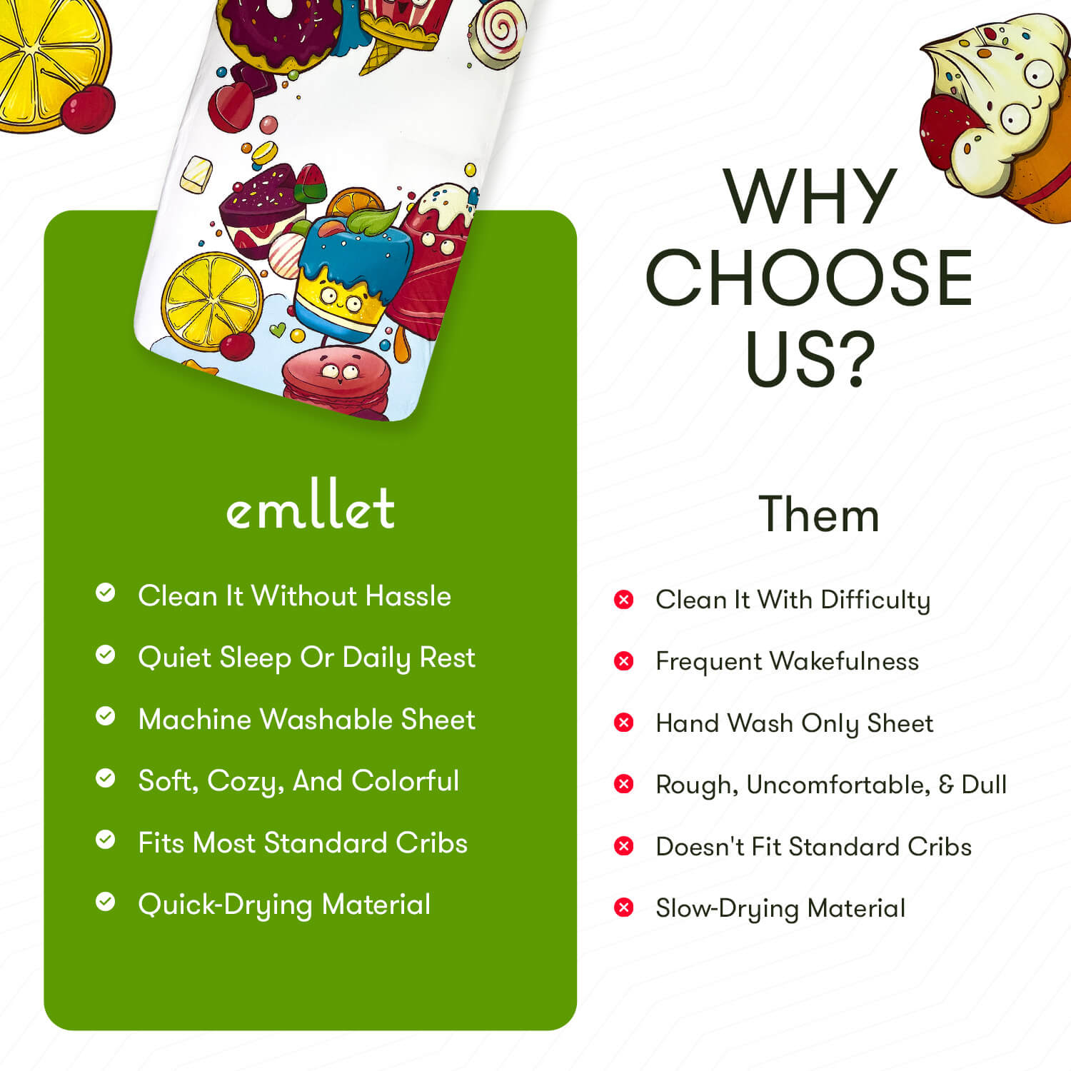 Emllet Candy Fitted Crib Sheet, benefits