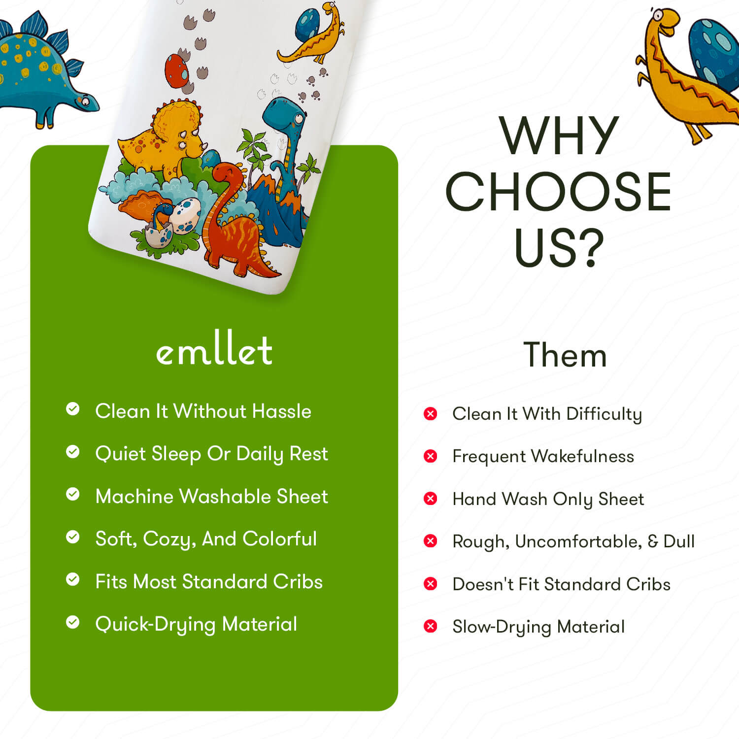 Emllet Dinosaurs Crib Sheet